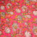 Tissu coton fin imprimé INDIENNES, rose fuchsia aux fines fleurs jaunes rouges et vertes - TissusPapi.com