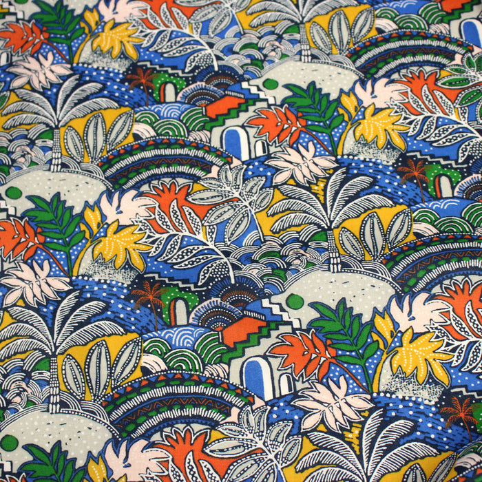 Tissu cotonnade CASA ESPANA, motif floral tropical coloré - OEKO-TEX STANDARD 100