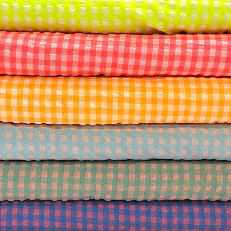 Tissu seersucker coton Vichy : nombreuses couleurs estivales ! - STANDARD 100 OEKO - TEX - TissusPapi.com
