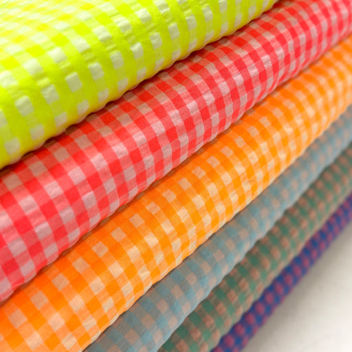 Tissu seersucker coton Vichy : nombreuses couleurs estivales ! - STANDARD 100 OEKO - TEX - TissusPapi.com