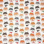 Tissu cotonnade KAWAII aux chiens japonais Shiba blancs, gris et roux, noeud papillon & bandanas - OEKO - TEX - TissusPapi.com