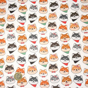 Tissu cotonnade KAWAII aux chiens japonais Shiba blancs, gris et roux, noeud papillon & bandanas - OEKO - TEX - TissusPapi.com