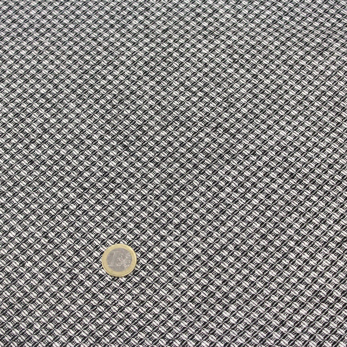 Tissu lainage faux-uni noir et blancs, carreaux & motifs géométriques - Fabrication italienne