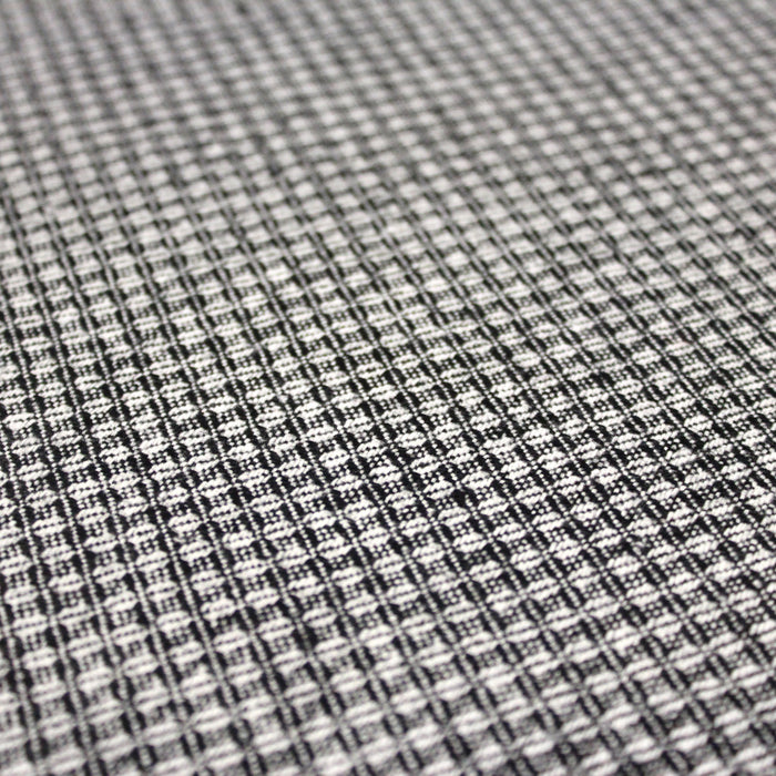 Tissu lainage faux-uni noir et blancs, carreaux & motifs géométriques - Fabrication italienne