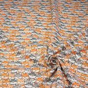 Tissu cotonnade KAWAII aux chiens japonais Shiba blancs, gris et roux, noeud papillon - OEKO - TEX - TissusPapi.com