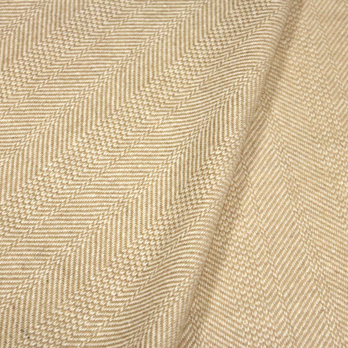 Tissu lainage faux-uni aux chevrons crèmes et écrus - Fabrication italienne