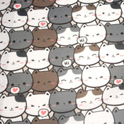 Tissu cotonnade KAWAII aux chats japonais blancs et gris - OEKO - TEX - TissusPapi.com