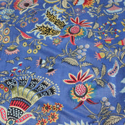 Tissu coton fin imprimé INDIENNES, bleu aux fleurs et motifs indiens multicolores - TissusPapi.com