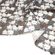 Tissu cotonnade KAWAII aux chats japonais blancs et gris - OEKO - TEX - TissusPapi.com
