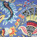 Tissu coton fin imprimé INDIENNES, bleu aux fleurs et motifs indiens multicolores - TissusPapi.com