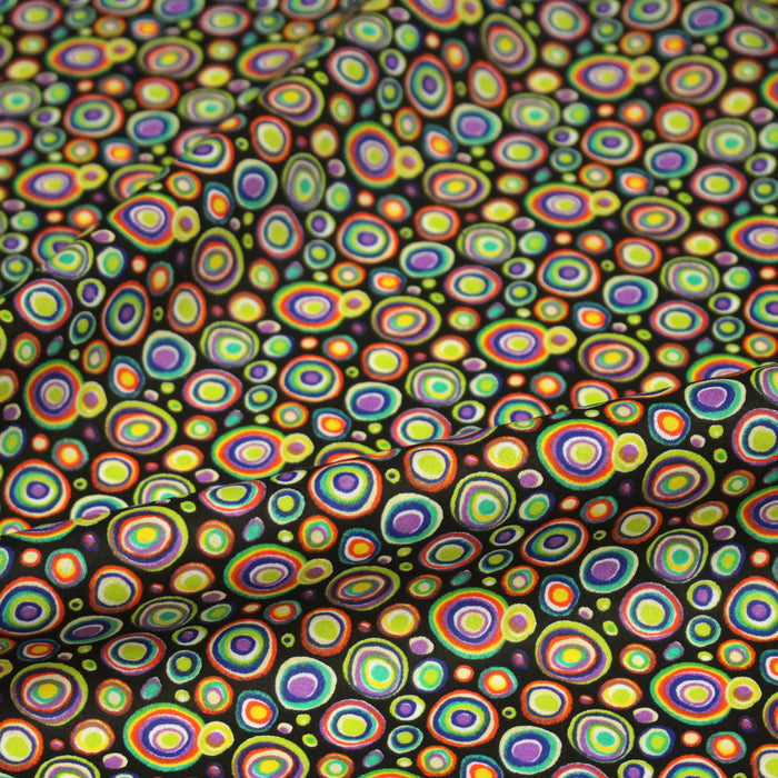 Tissu cotonnade motif KLIMT aux cercles colorés - OEKO-TEX STANDARD 100