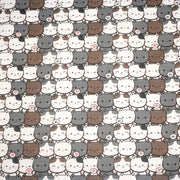 Tissu cotonnade KAWAII aux chats japonais blancs et gris - OEKO - TEX - TissusPapi.com