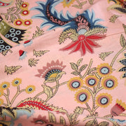 Tissu coton fin imprimé INDIENNES, rose aux fleurs et motifs indiens multicolores - TissusPapi.com