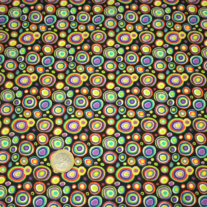 Tissu cotonnade motif KLIMT aux cercles colorés - OEKO-TEX STANDARD 100
