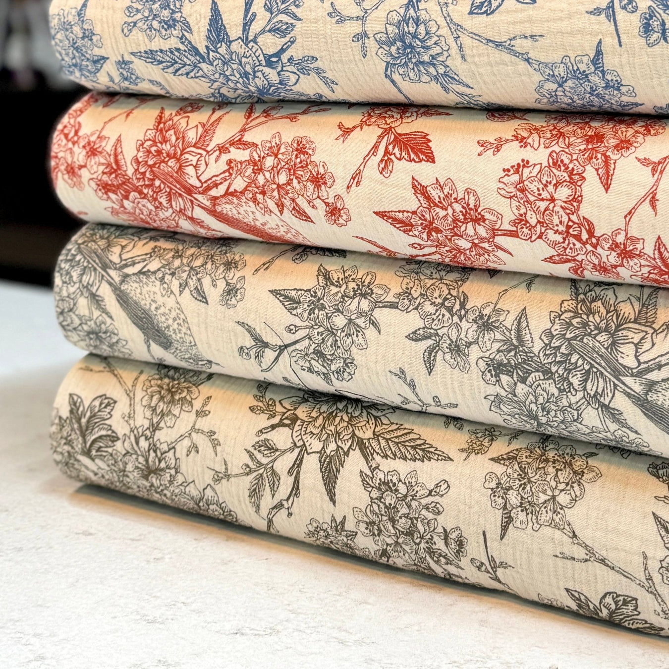 Tissu double gaze TOILE DE JOUY, nombreuses couleurs - STANDARD 100 OEKO - TEX - TissusPapi.com