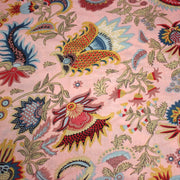 Tissu coton fin imprimé INDIENNES, rose aux fleurs et motifs indiens multicolores - TissusPapi.com