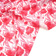 Tissu cotonnade fleurie rose fuchsia - COLLECTION FLEURS AU CRAYON - OEKO - TEX - TissusPapi.com