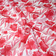 Tissu cotonnade fleurie rose fuchsia - COLLECTION FLEURS AU CRAYON - OEKO - TEX - TissusPapi.com