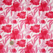 Tissu cotonnade fleurie rose fuchsia - COLLECTION FLEURS AU CRAYON - OEKO - TEX - TissusPapi.com