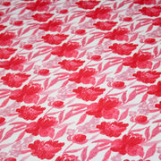 Tissu cotonnade fleurie rose fuchsia - COLLECTION FLEURS AU CRAYON - OEKO - TEX - TissusPapi.com