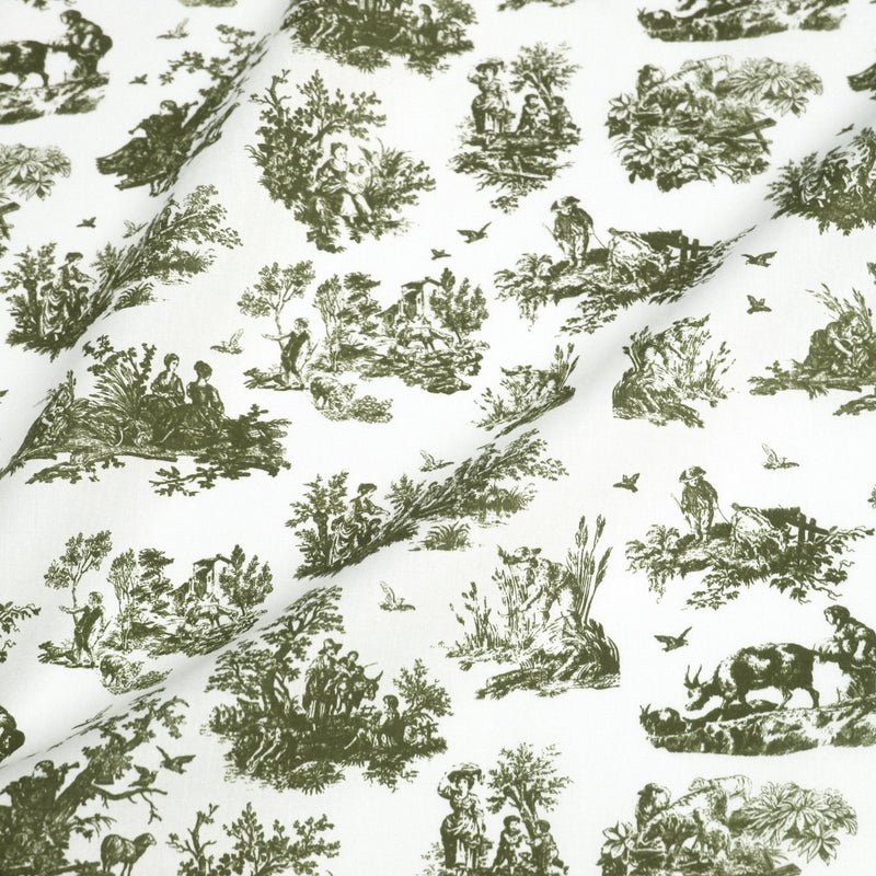 Tissu cotonnade Toile de Jouy OBER blanc : nombreuses couleurs - OEKO - TEX - TissusPapi.com