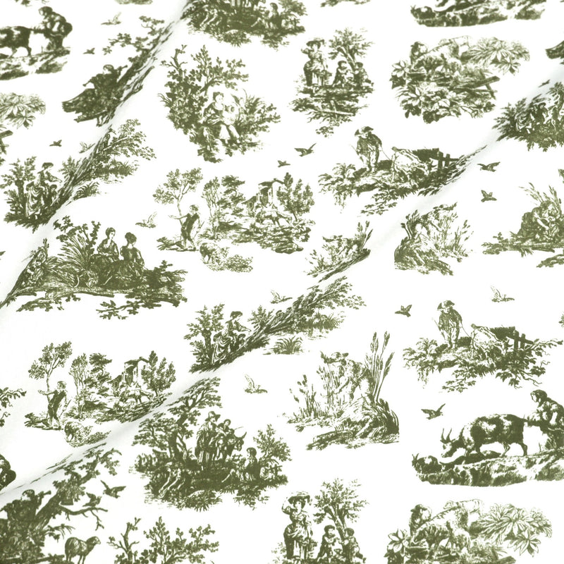 Tissu cotonnade Toile de Jouy OBER blanc : nombreuses couleurs - OEKO - TEX - TissusPapi.com