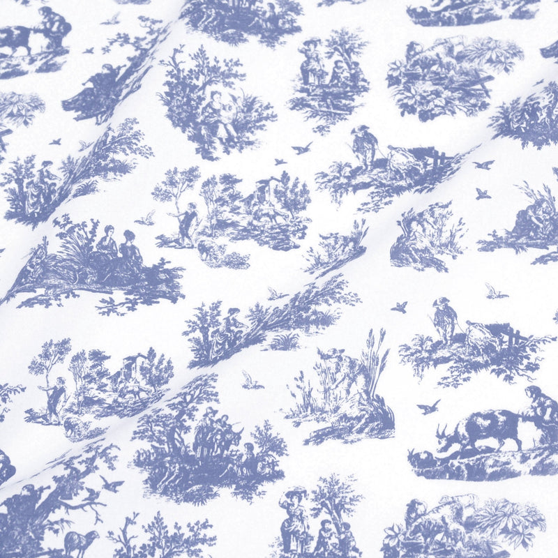 Tissu cotonnade Toile de Jouy OBER blanc : nombreuses couleurs - OEKO - TEX - TissusPapi.com