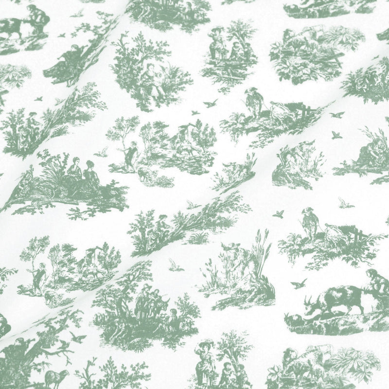 Tissu cotonnade Toile de Jouy OBER blanc : nombreuses couleurs - OEKO - TEX - TissusPapi.com