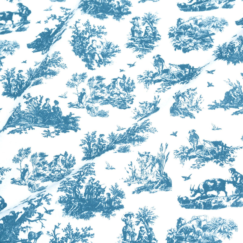 Tissu cotonnade Toile de Jouy OBER blanc : nombreuses couleurs - OEKO - TEX - TissusPapi.com