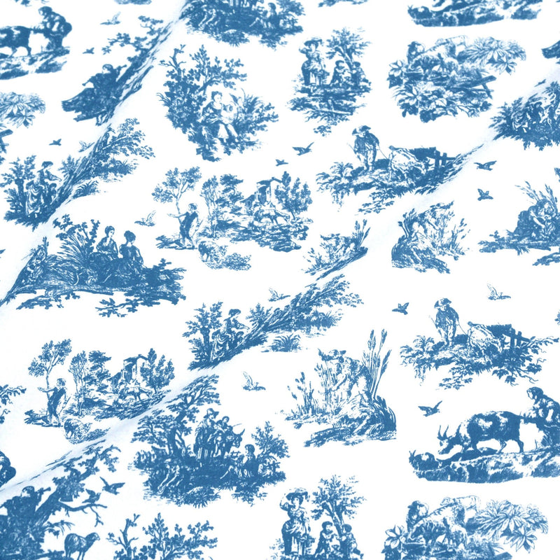 Tissu cotonnade Toile de Jouy OBER blanc : nombreuses couleurs - OEKO - TEX - TissusPapi.com