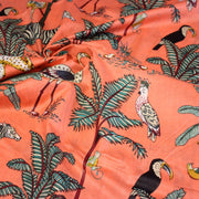 Tissu coton fin imprimé INDIENNES, corail aux animaux dans la jungle - TissusPapi.com