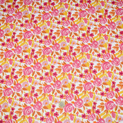 Tissu cotonnade fleurie rose jaune et orange - COLLECTION FLEURS AU CRAYON - OEKO - TEX - TissusPapi.com