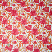 Tissu cotonnade fleurie rose fuchsia et orange safran - COLLECTION FLEURS AU CRAYON - OEKO - TEX - TissusPapi.com