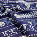 Tissu coton fin imprimé INDIENNES, motif traditionnel de fleurs, pois, flèches, tons bleus et blancs - TissusPapi.com