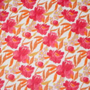 Tissu cotonnade fleurie rose fuchsia et orange safran - COLLECTION FLEURS AU CRAYON - OEKO - TEX - TissusPapi.com