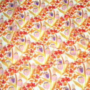 Tissu cotonnade fleurie rose, jaune, rouge et parme - COLLECTION FLEURS AU CRAYON - OEKO - TEX - TissusPapi.com