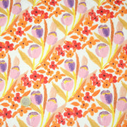 Tissu cotonnade fleurie rose, jaune, rouge et parme - COLLECTION FLEURS AU CRAYON - OEKO - TEX - TissusPapi.com