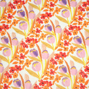 Tissu cotonnade fleurie rose, jaune, rouge et parme - COLLECTION FLEURS AU CRAYON - OEKO - TEX - TissusPapi.com