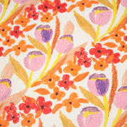 Tissu cotonnade fleurie rose, jaune, rouge et parme - COLLECTION FLEURS AU CRAYON - OEKO - TEX - TissusPapi.com