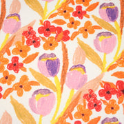 Tissu cotonnade fleurie rose, jaune, rouge et parme - COLLECTION FLEURS AU CRAYON - OEKO - TEX - TissusPapi.com