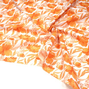 Tissu cotonnade fleurie orange safran - COLLECTION FLEURS AU CRAYON - OEKO - TEX - TissusPapi.com