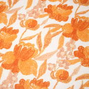 Tissu cotonnade fleurie orange safran - COLLECTION FLEURS AU CRAYON - OEKO - TEX - TissusPapi.com