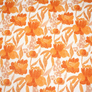 Tissu cotonnade fleurie orange safran - COLLECTION FLEURS AU CRAYON - OEKO - TEX - TissusPapi.com