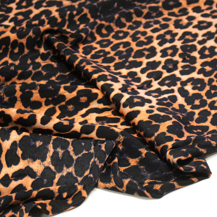Tissu habillement satin velours, imprimé motif LEOPARD
