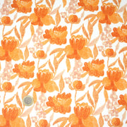 Tissu cotonnade fleurie orange safran - COLLECTION FLEURS AU CRAYON - OEKO - TEX - TissusPapi.com