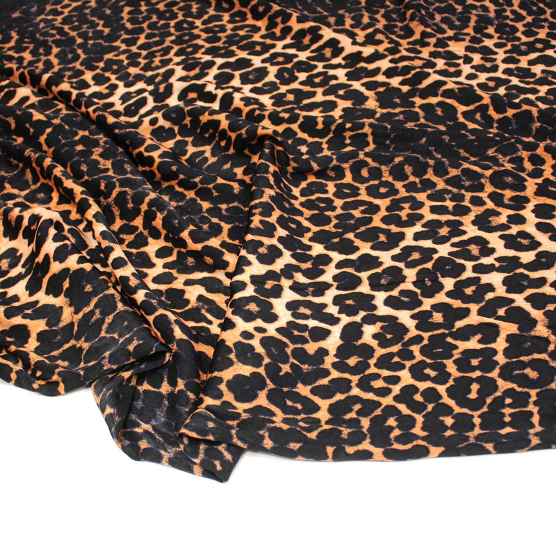 Tissu habillement satin velours, imprimé motif LEOPARD - TissusPapi.com
