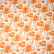 Tissu cotonnade fleurie orange safran - COLLECTION FLEURS AU CRAYON - OEKO - TEX - TissusPapi.com