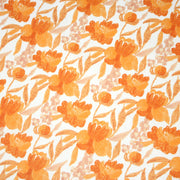 Tissu cotonnade fleurie orange safran - COLLECTION FLEURS AU CRAYON - OEKO - TEX - TissusPapi.com