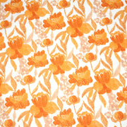 Tissu cotonnade fleurie orange safran - COLLECTION FLEURS AU CRAYON - OEKO - TEX - TissusPapi.com