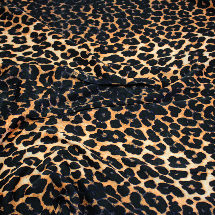 Tissu habillement satin velours, imprimé motif LEOPARD